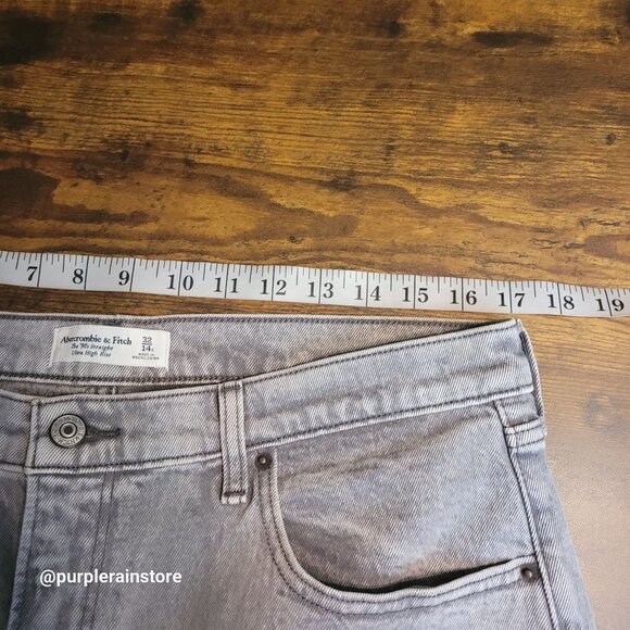 Abercrombie & Fitch Jeans 14 R The 90's Straight Ultra High Rise Gray Wash Denim - Picture 5 of 10